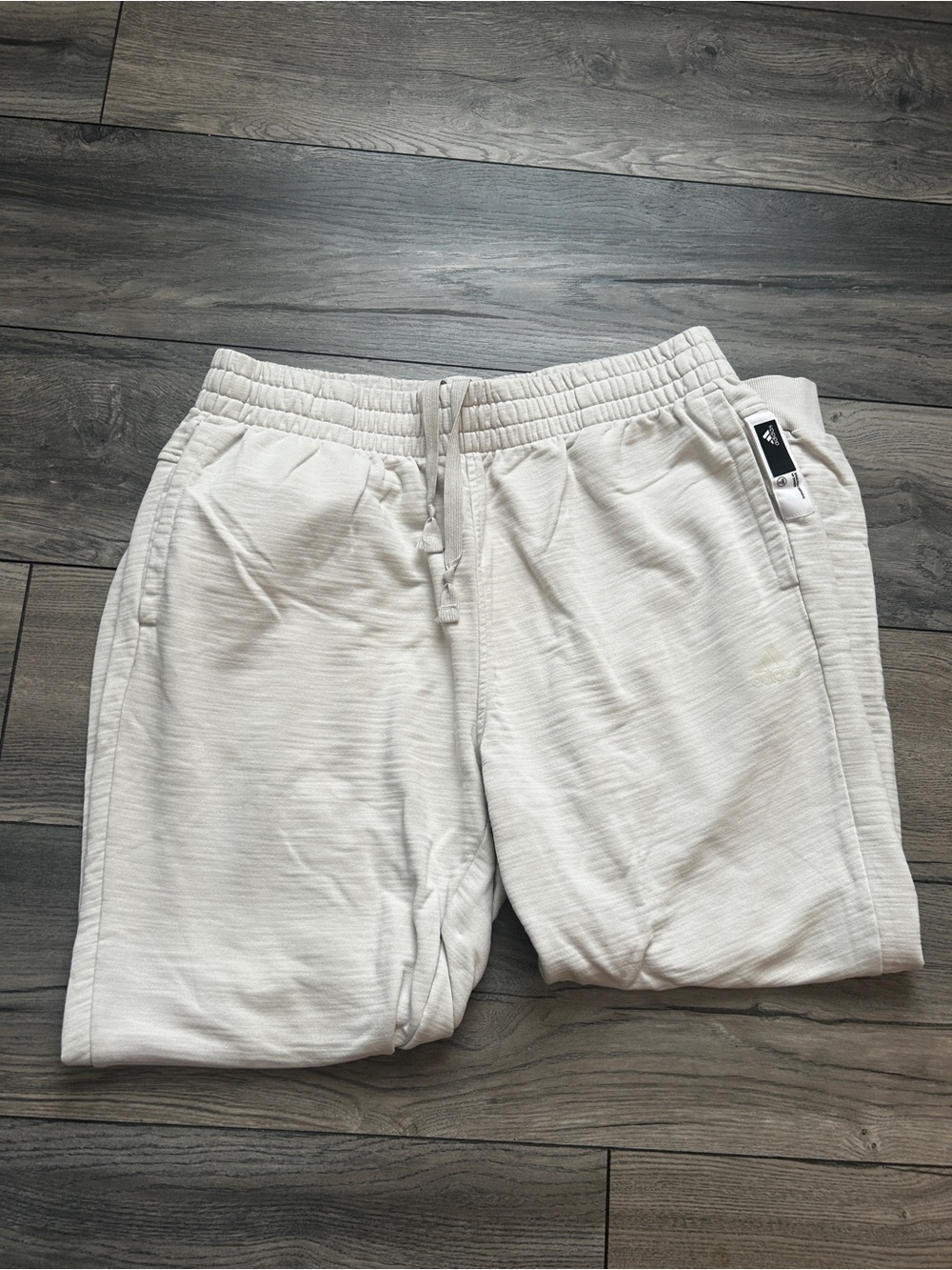 Adidas Men's Light Beige Casual Jogger Pants - Drawstring Waist